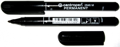Маркер перманентный Centropen 2846, 1 мм, круг.након. (черный)