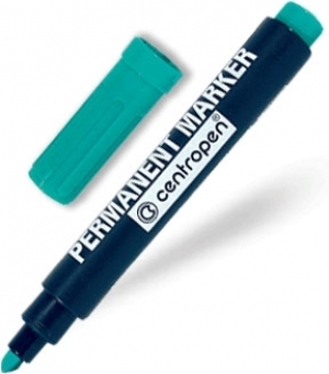 Маркер перманентный Centropen 8566, 2,5 мм, круг.након. (зеленый)