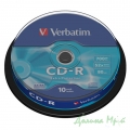 Компакт-диск (CD-R) "VERBATIM", 700Mb/80min/52x, (Cake Box, 10 шт.)